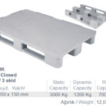 80x120 Kapalı 3 Kızaklı plastik palet
