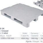 100x120 Kapalı 3 Kızaklı plastik palet