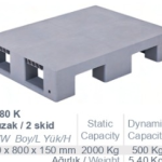 60x80 Kapalı 2 Kızaklı plastik palet