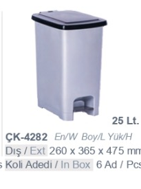 ÇK-4282 25 Litre Pedallı Çöp Kovası çöp kovası konteyneri