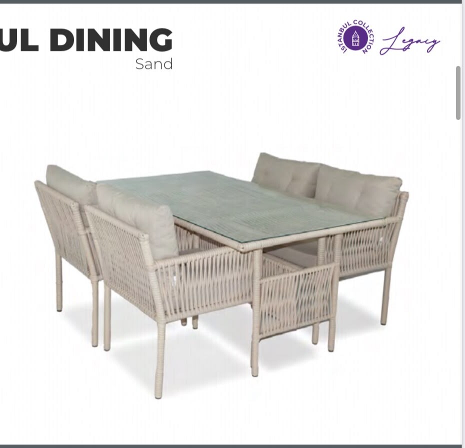 İstanbul Dining kum rengi rattan bahçe yemek takımı