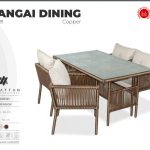 Shangai Dining bakır rengi rattan bahçe yemek takımı - cam masa ve oturma grubu